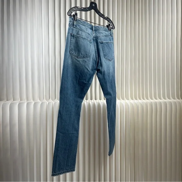 FRAME Le Slouch Women’s Light Blue Straight Jeans with Distressed Details - Picture 7 of 15